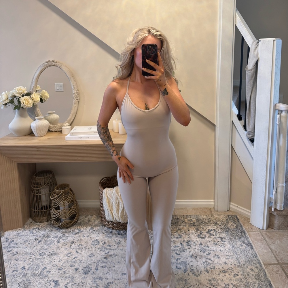 CSB form Halter Jumpsuit in fawn